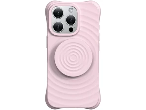Base iPhone 16 Pro Max Rosa, Magnética de Silicona Ondulada com Suporte MagSafe