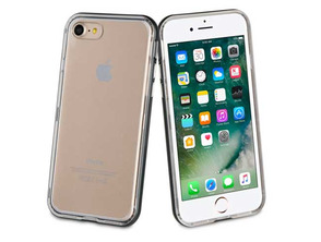 Funda TPU Transparente + 2 Marcos Intercambiables iPhone 7 (preto / prata) Muvit Life