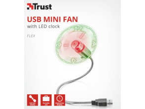 Trust Flex Ventilador USB Mini com Relógio LED