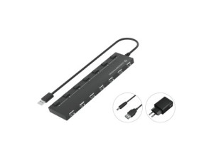 HUB USB 2.0 CONCEPTRONIC HUBBIES08 - 7xUSB-A 2.0 com Interruptores e Alimentador