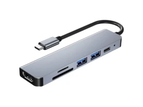 Comprar Houve USB BYL-2010 Gris 6 em 1 USB Tipo-C/HDMI+USB 3.0+USB 2.0+Tipo C+microSD+TF Houve USB BYL-2010 Gris 6 em 1 USB Tipo-C/HDMI+USB 3.0+USB 2.0+Tipo C+microSD+TF