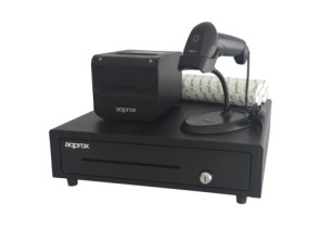 Kit TPV Approx Cajón Negro + Escáner + Impressora Térmica + Papel BPA