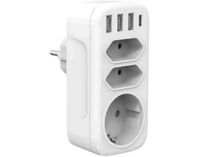 Comprar Ladrão de tomadas 4000W com 3 USB-A, 1 USB-C, 2 Tipo C, 1 Tipo F Ladrão de tomadas 4000W com 3 USB-A, 1 USB-C, 2 Tipo C, 1 Tipo F
