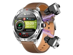 T95 Marrón Smartwatch com Correa de Cuero e Auriculares