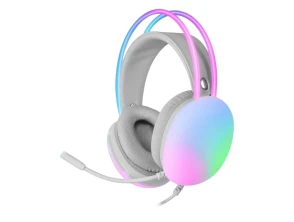 HEADSET MH-GLOW WHITE MARS GAMING - 3.5mm JACK E USB - ILUMINAÇÃO 360o CHROMA
