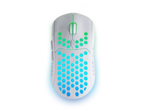 Mouse Mars Gaming Wireless RGB MMW3 White USB 2.4G - Bateria Recarga 3200DPI Ultraligero Hive Ilumi