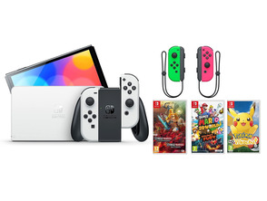 Comprar Nintendo Switch OLED (Blanca) + 3 Juegos + Joy Con Set (Verde / Rosa) Nintendo Switch OLED (Blanca) + 3 Juegos + Joy Con Set (Verde / Rosa)