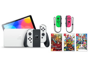 Comprar Nintendo Switch OLED (Blanca) + 3 Juegos + Joy Con (Verde / Rosa) Nintendo Switch OLED (Blanca) + 3 Juegos + Joy Con (Verde / Rosa)