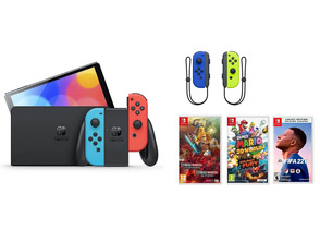 Comprar Nintendo Switch OLED (Neon Azul / Rojo) + 3 Juegos + Joy Con Set (Azul/Amarillo) Nintendo Switch OLED (Neon Azul / Rojo) + 3 Juegos + Joy Con Set (Azul/Amarillo)