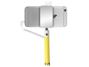 Pau selfie Monopod com espelho trasero amarelo