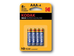 PILAS AAA KODAK SUPER ALCALINA MAX LR03 1150 mAh - Pack 4 unidades - Ecotasas incluídas