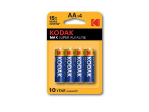 PILAS AA KODAK SUPER ALCALINA MAX LR6 2800 mAh - PACK 4 UNIDADES (ecotasas incluídas)