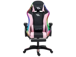 Comprar PowerGaming Cadeira LED RGB com Reposapiés Preto e Rosa PowerGaming Cadeira LED RGB com Reposapiés Preto e Rosa