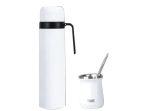 Termo Mate Bombilla e Calabaza Branco - Set Completo para Mate