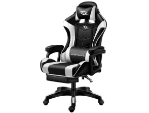 Comprar Cadeira Gaming PowerGaming com Reposapiés - Preto/Blanco Cadeira Gaming PowerGaming com Reposapiés - Preto/Blanco