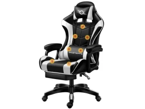 Comprar Cadeira Gaming PowerGaming com Massagem 7 pontos em Branco/Negro Reposapiés Cadeira Gaming PowerGaming com Massagem 7 pontos em Branco/Negro Reposapiés