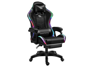 Silla Gaming PowerGaming LED RGB con Reposapiés-Negro
