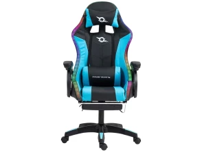 Comprar Cadeira PowerGaming LED RGB com Reposapiés em Preto e Azul Cadeira PowerGaming LED RGB com Reposapiés em Preto e Azul