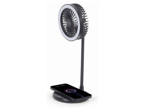 Ventilador Lâmpada e Carregador Inalámbrico Gembird TA-WPC10-LEDFAN-01 Preto