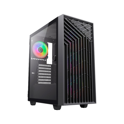 CAIXA ATX COOLBOX GA300 ARGB GRID LINE | CRISTAL TEMPLADO | NEGRO