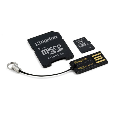 MICRO SD KINGSTON 4GB MULTIKIT COM ADAPTADOR SD + USB CLASS 4 MB