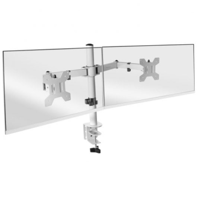 SOPORTE DE MESA GAS MARS GAMING MARMPRO2 2 PANTALLAS 13" A 27" MAX 10KG VESA 75x75 100x100 BLANCO - até 10kg