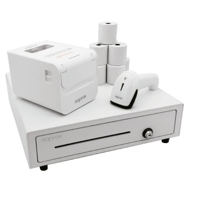 Kit TPV ApproxCash01 Branco + Scan AppLS11ASWH + Imp. Term. AppPOS80AMUS + Papel CYT8060B