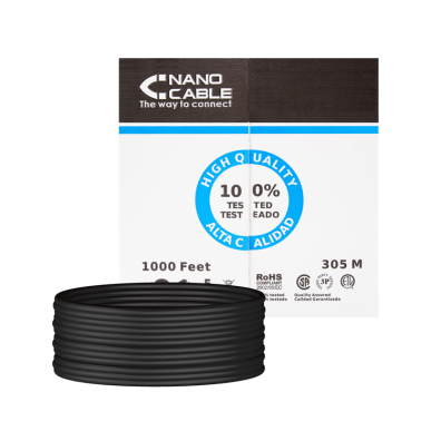 Bobina de Cabo de Rede RJ45 Cat5e UTP Rígido Awg24 Im permeável Nanocable 305 m