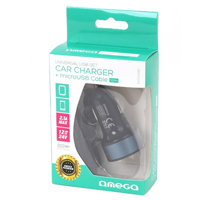 Carregador de carros Omega 2xUSB AZUL OCCURO