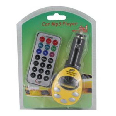 Transmisor FM Wireless 4 em 1 MP3/WMA (Amarelo)