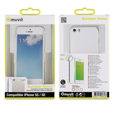 Bumper Silver Alumínio + Nanofilm traseiro iPhone SE / 5S / 5 caso muvit
