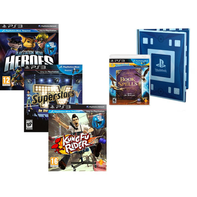 Playstation Move Pack PS3 (PS Move Heroes + Wonderbook + TV SuperStars + Kung Fu Rider)