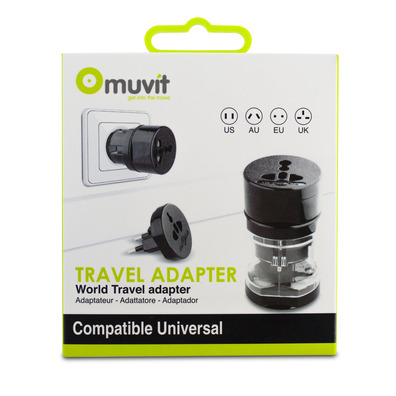 Muvit Universal Black Travel Adapter