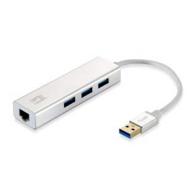 Adaptador USB 3.0 para Gigabit Ethernet RJ45 Level One com Hub USB 3.0
