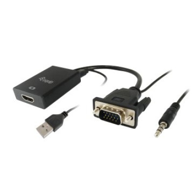 Adaptador VGA Macho a HDMI Hembra com Audio Jack 3.5" - Marca EQUIP
