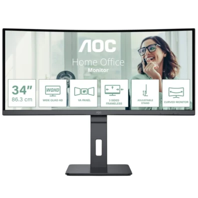 Monitor AOC CU34P3CV WQHD VA UltraWide 34" Curvo 100 Hz Preto