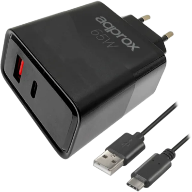 Carregador de Pared 65W Approx USB-C e USB-A com Cabo Incluído