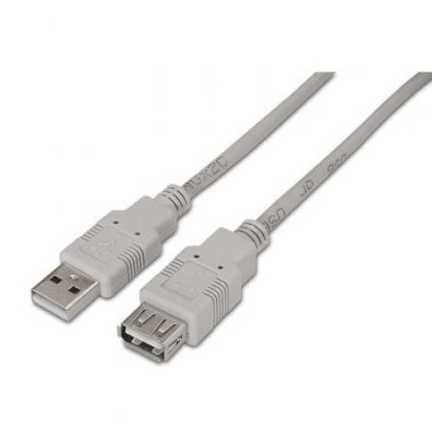 Cabo Alargador USB 2.0 Aisens A101-0013/ USB Macho - USB Hembra 1.8m