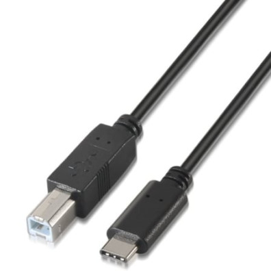 Cabo USB 2.0 Impressora Aisens A107-0054/ USB Tipo-C Macho - USB Tipo-B Macho/ 480Mbps/ 2m - Preto