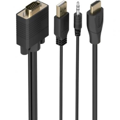 Cabo Conversor Aisens SVGA Macho - USB Macho - HDMI Macho, 1m