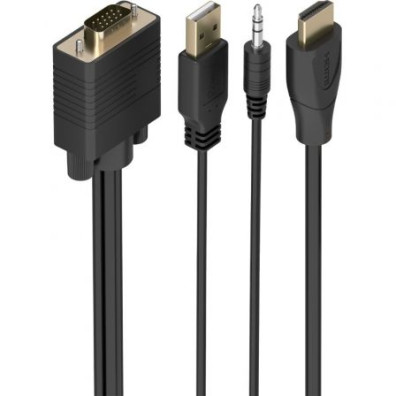 Cabo Conversor Aisens A122-1015 SVGA Macho - USB Macho - Jack Macho/ HDMI Macho/ 2m