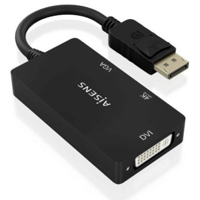 Cabo Conversor Aisens A125-0861 DisplayPort Macho a VGA DVI HDMI 4K Hembra - 15cm