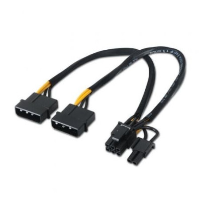 Cabo de Alimentação Cartão Gráfico Aisens A131-0165 - 2x Molex Macho, Molex 6+2 PIN Macho - Até 54W