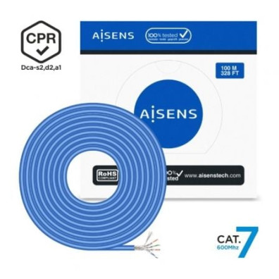 Bobina de Cabo RJ45 SFTP AWG23 LSZH CPR Dca Aisens A146-0664 Cat.7/ 100m - Azul
