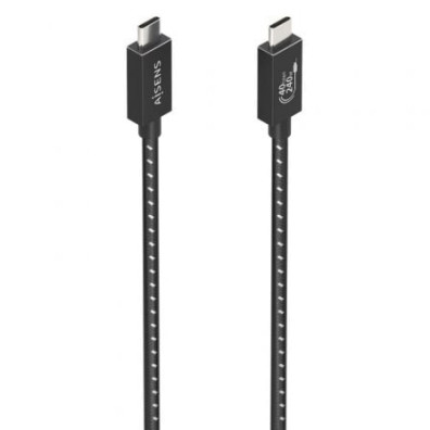Cabo USB 4.0 Tipo-C Aisens A156-0867/ USB Tipo-C Macho - USB Tipo-C Macho/ Até 240W/ 40Gbps/ 1m - Gris