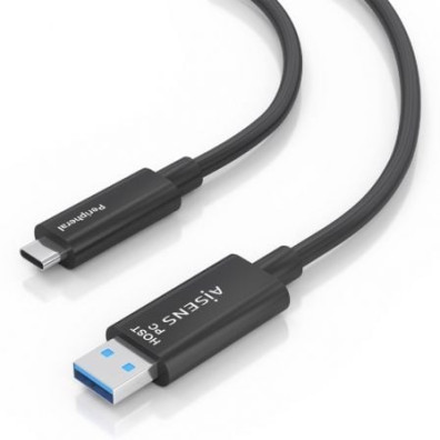 Cabo USB 3.2 Tipo-C AOC Aisens A157-0925/ USB Tipo-C Macho - USB Macho/ 10Gbps/ 15m - Preto