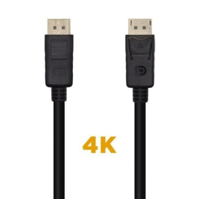 Cabo DisplayPort 1.2 4K Aisens A124-0455/ DisplayPort Macho - DisplayPort Macho/ 1m - Preto
