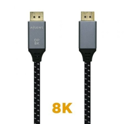 Cabo DisplayPort 1.4 8K Aisens A149-0438/ DisplayPort Macho - DisplayPort Macho/ 3m - Preto Gris