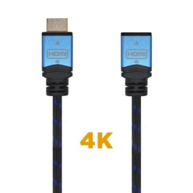 Cabo Alargador HDMI Aisens A120-0453/ HDMI Macho - HDMI Hembra/ 2m/ Negro - Azul