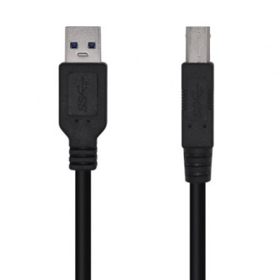 Cabo USB 3.0 Impressora Aisens A105-0444/ USB Tipo-B Macho - USB Macho/ 5Gbps/ 2m - Preto
